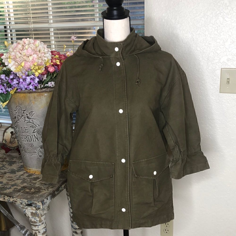 Zara t r f Outerwear Olive Green Cotton Jacket